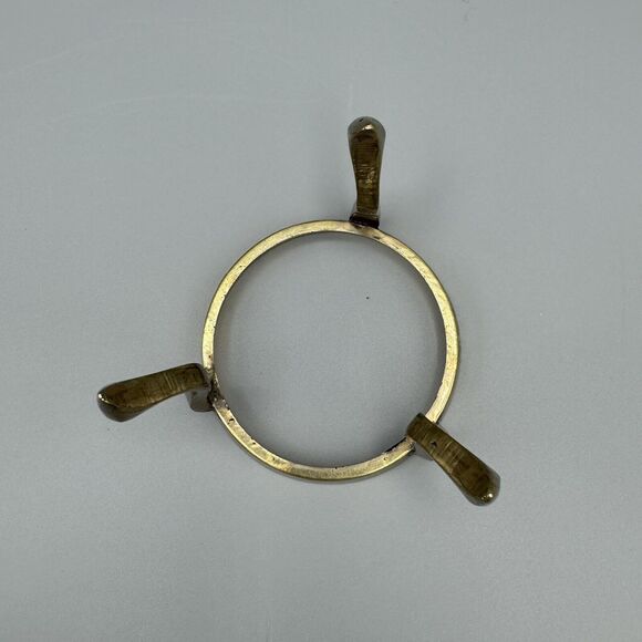 Vtg Handpainted Raised Floral Brass 2 Pc Egg Trinket Box with Brass Stand 5 inch - Picture 6 of 11